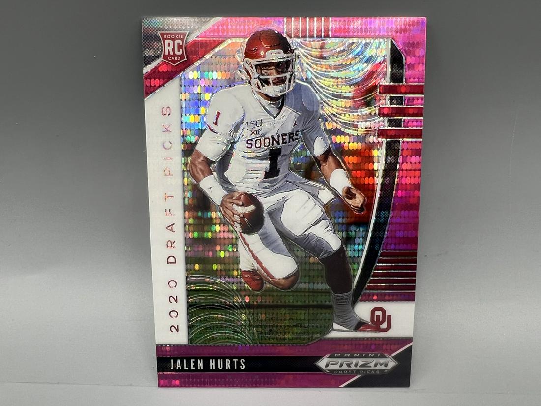 2020 Panini Prizm Draft Picks Jalen Hurts Pink Pulsar RC #129: 2020 Panini Prizm Draft Picks Jalen Hurts Pink Pulsar RC #129