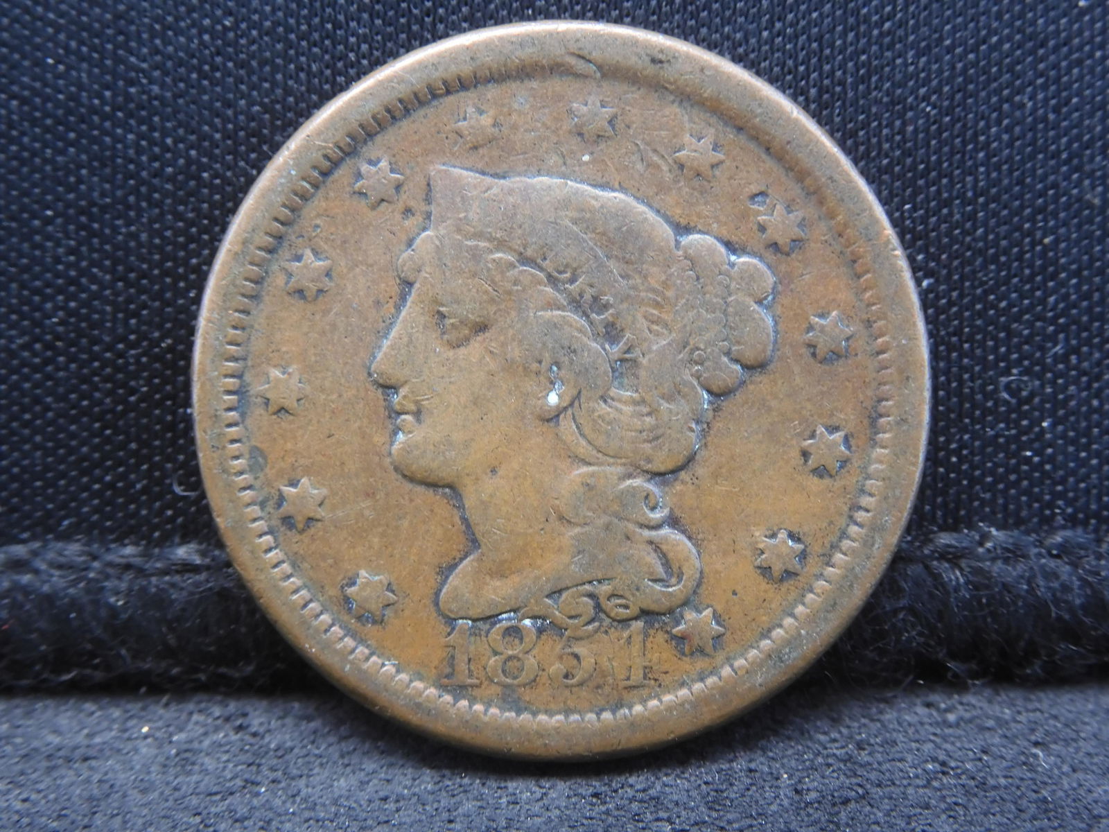 1854 Braided Hair Large Cent - Tough Type (1 of 2)