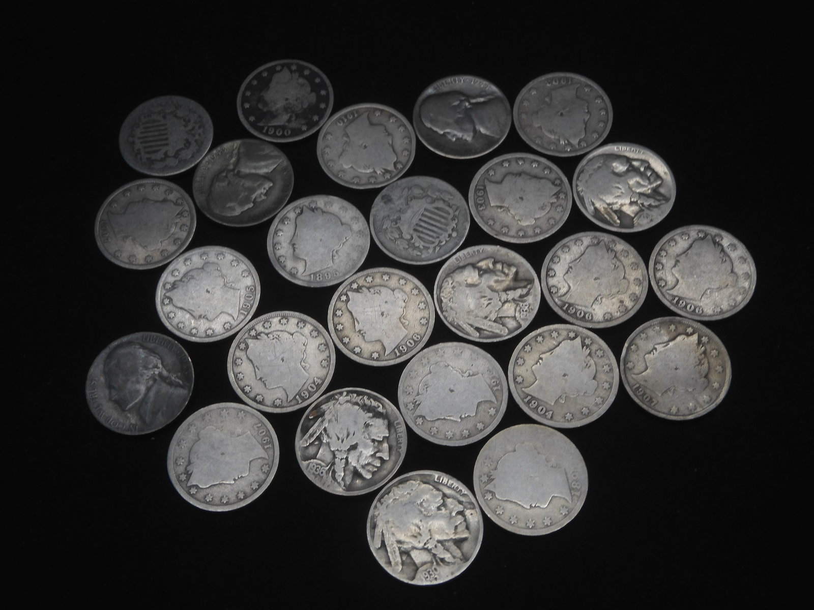 Shield Nickels , "V" Nickels, Buffalo Nickels, War Nickels (1 of 5)