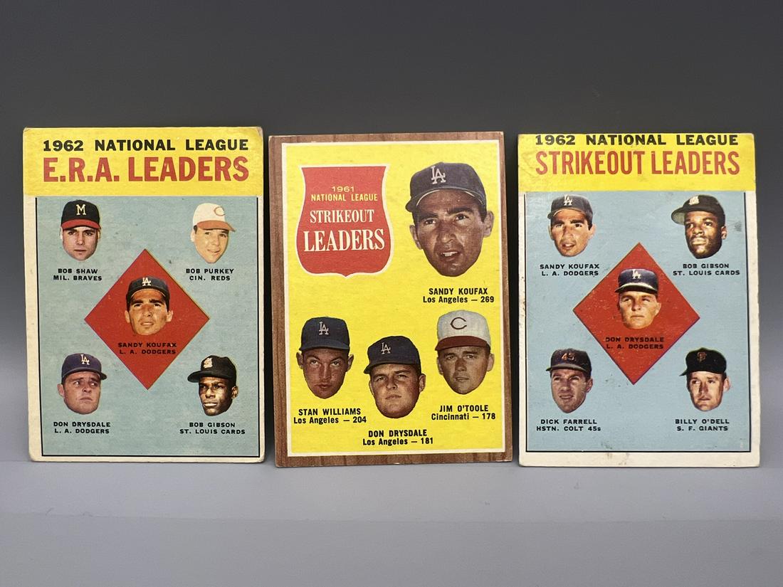 1962 & 1963 Topps Leaders Cards W/ Stars - Varying Conditions - Sandy Koufax, Don Drysdale, Bob (1 of 2)