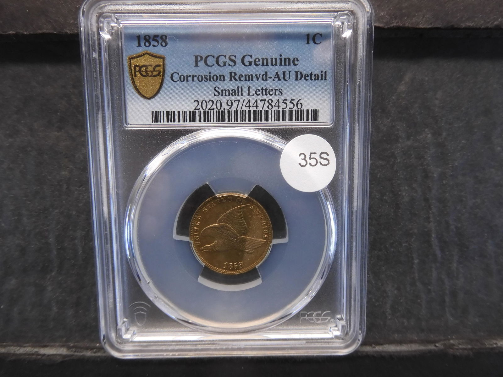 1858 Small Letters Flying Eagle Cent PCGS AU Details (1 of 4)