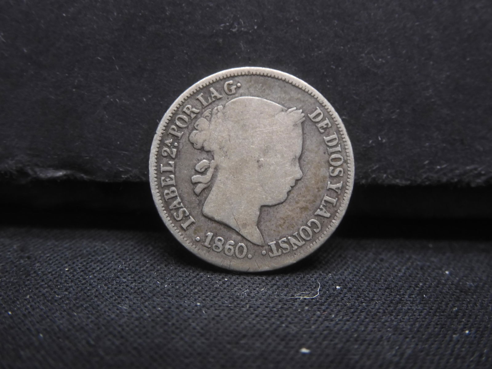 Spain 1860 (Barcelona) 2 Reales .900 Silver (1 of 2)