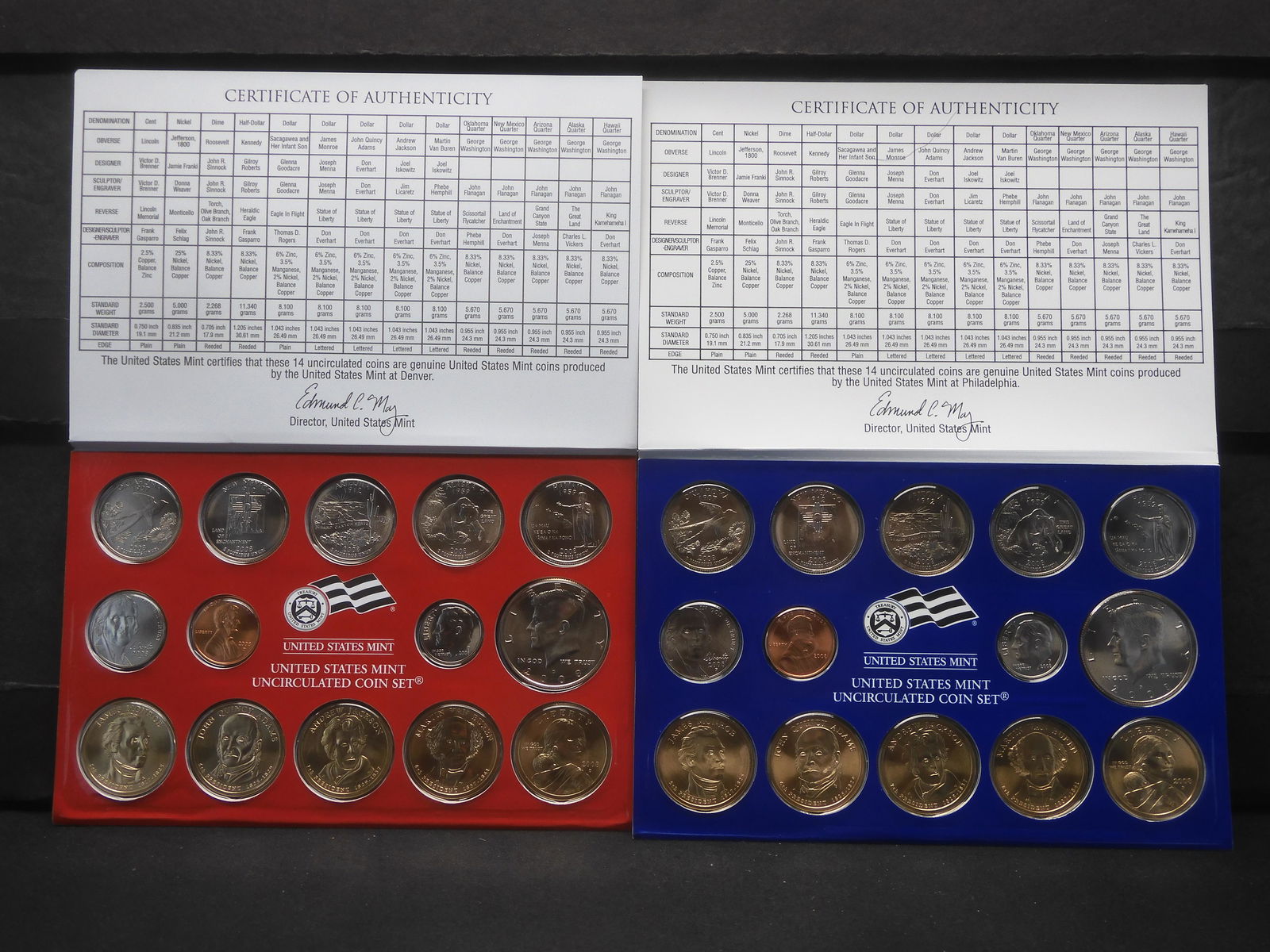 United States Mint Uncirculated Coin Sets - 2008 P & 2008 D (1 of 6)