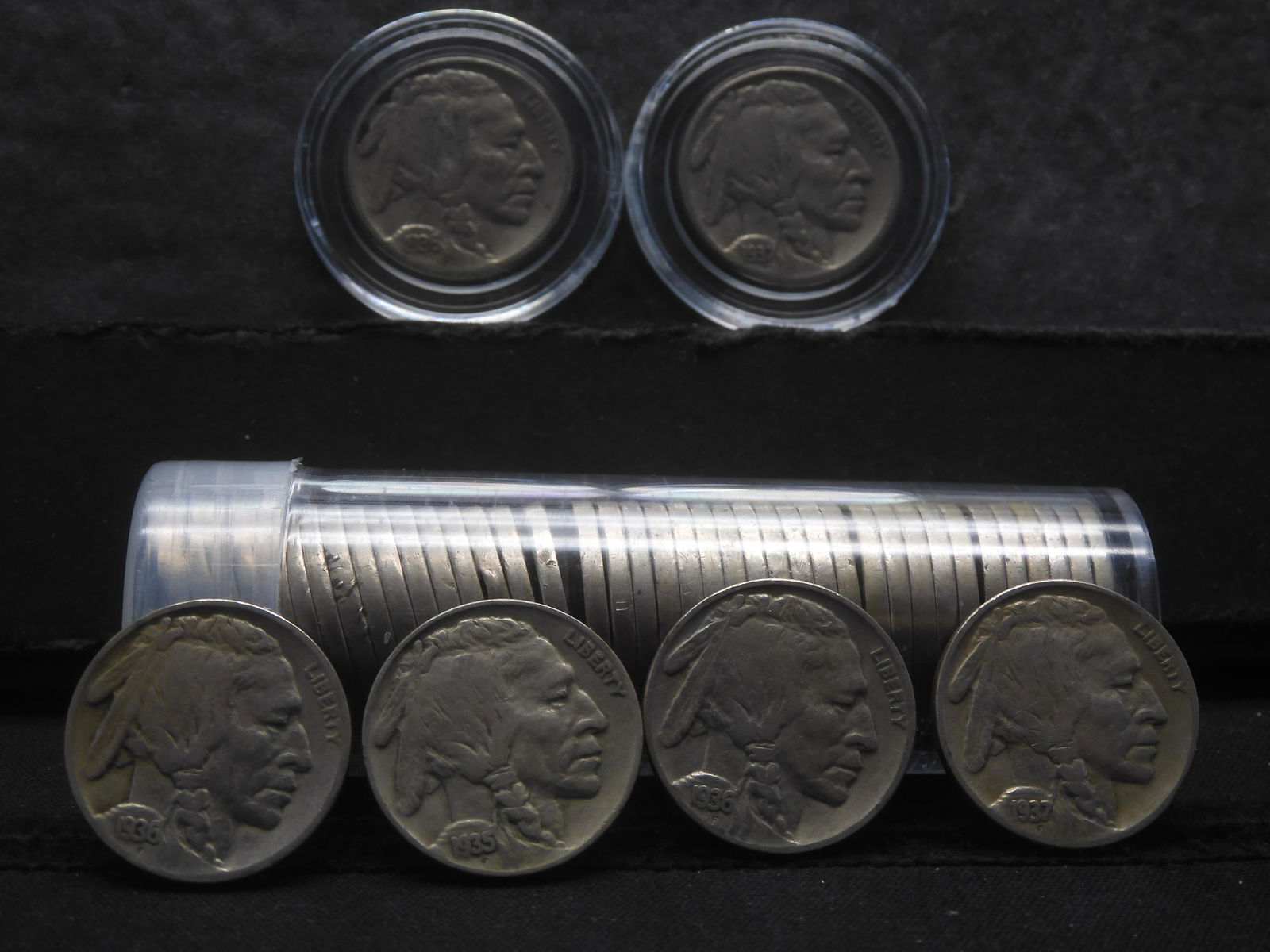 (45) Buffalo Nickels w/ tube Fine - Ex Fine Details1919 & 1920 & 1925 &1927 & (4) 1928 & (2) 1929 & (1 of 5)