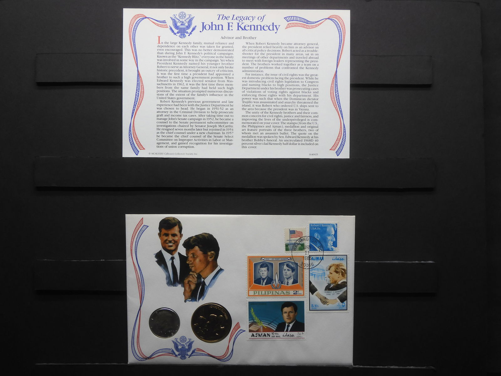 1968-D Kennedy Half Dollar , Kennedy Medal and Stamps (1 of 7)