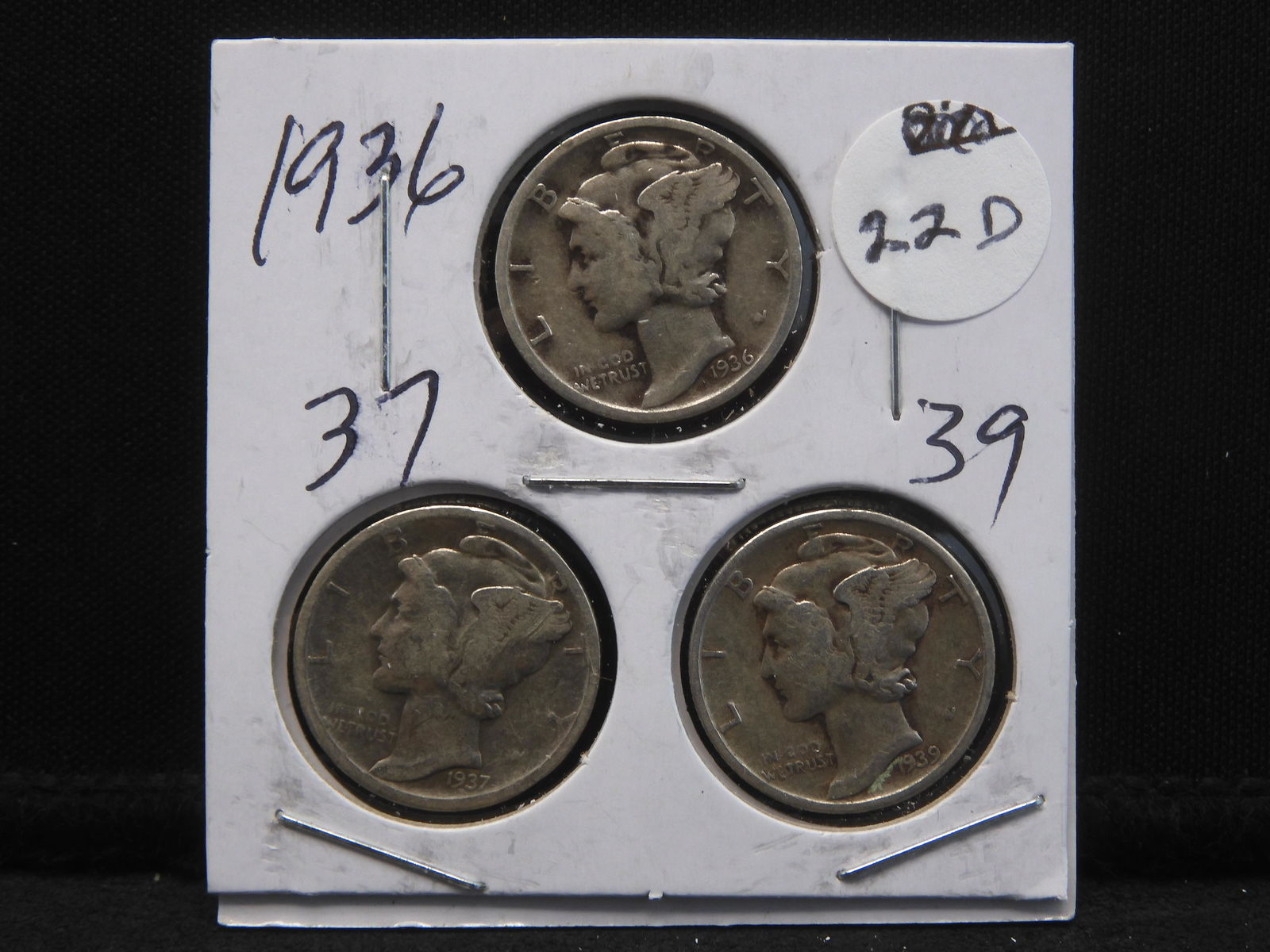 1936, 1937, 1939 Silver Mercury Dimes - Better Dates! (1 of 2)