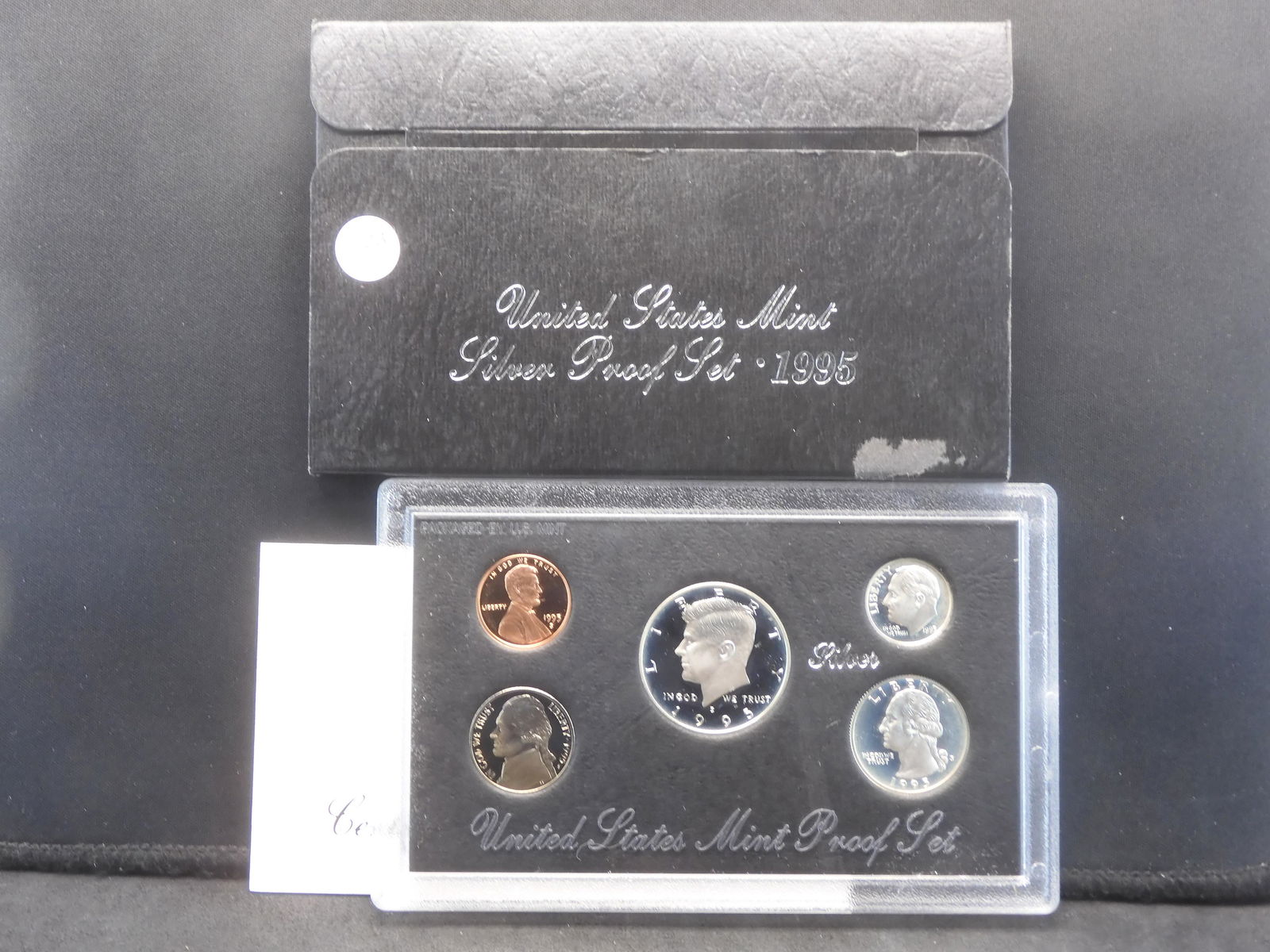 1995-S Silver Proof Set.  GEM in original box.  The best of the blacks with Grey Sheet wholesale at (1 of 4)