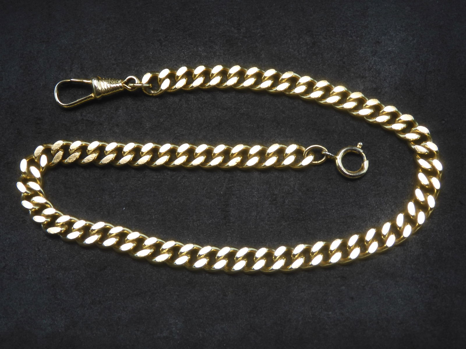 12.5 inch heavy gold tone vintage pocket watch chain.  Like new. (1 of 5)
