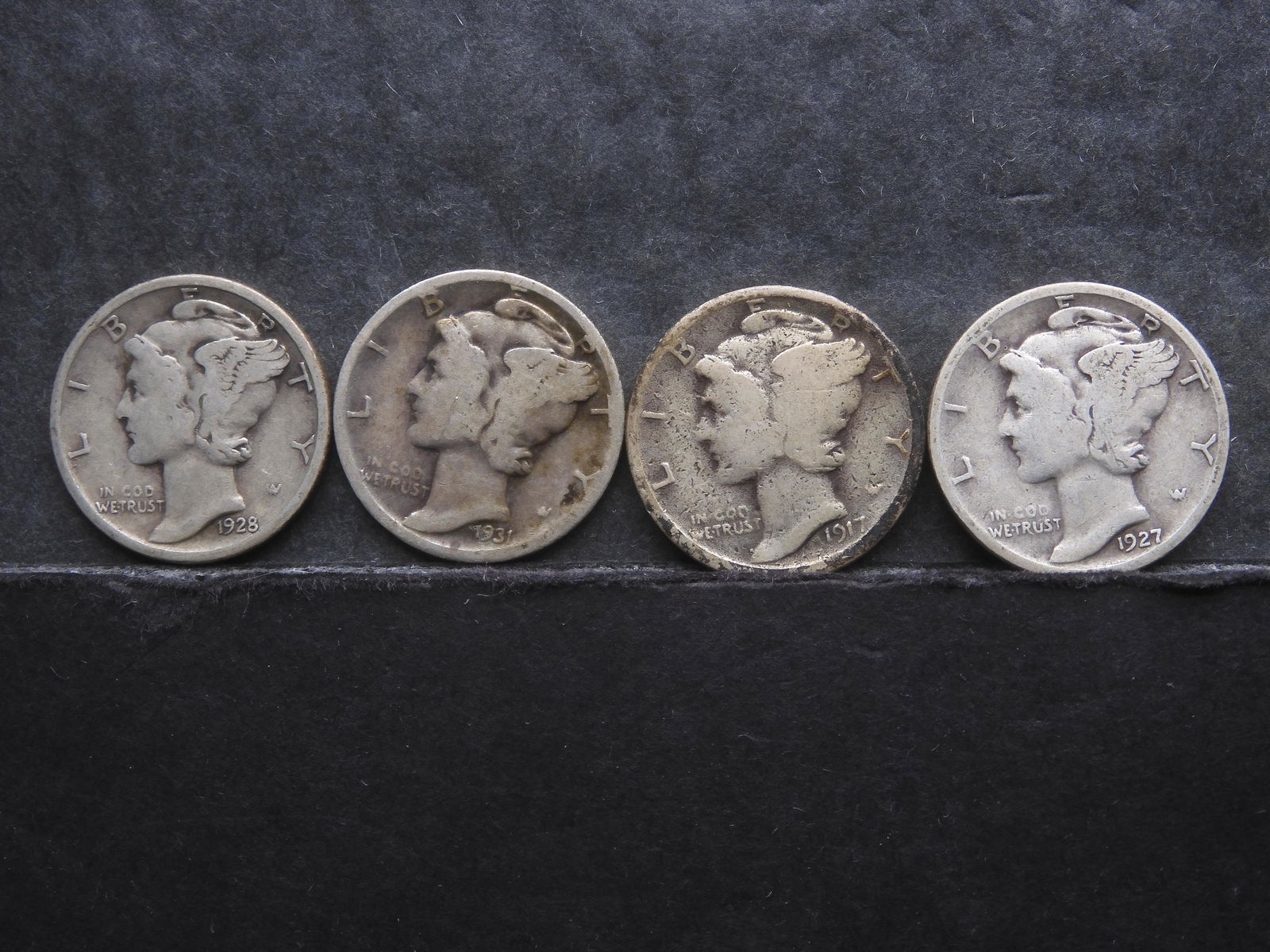 1917-S,27-S,28-S,31 Mercury Dimes (1 of 2)