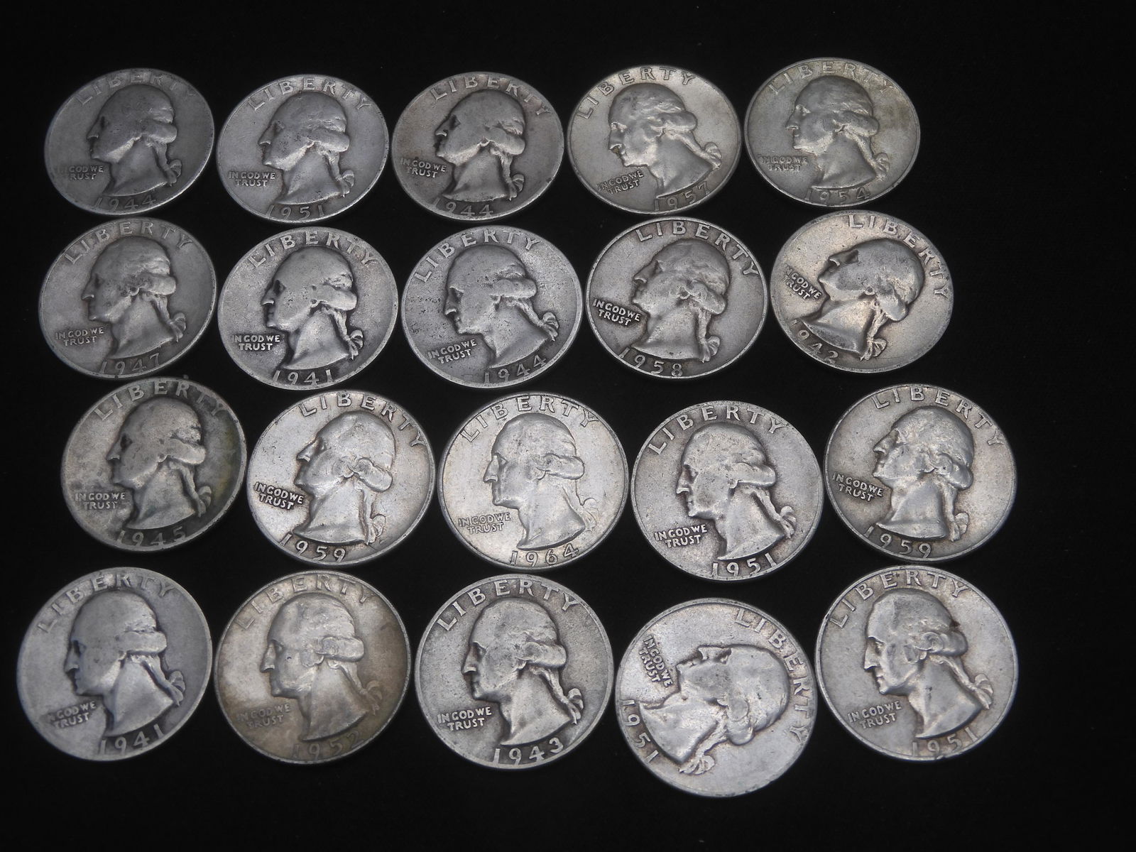 20 Silver Washington Quarters (1 of 6)