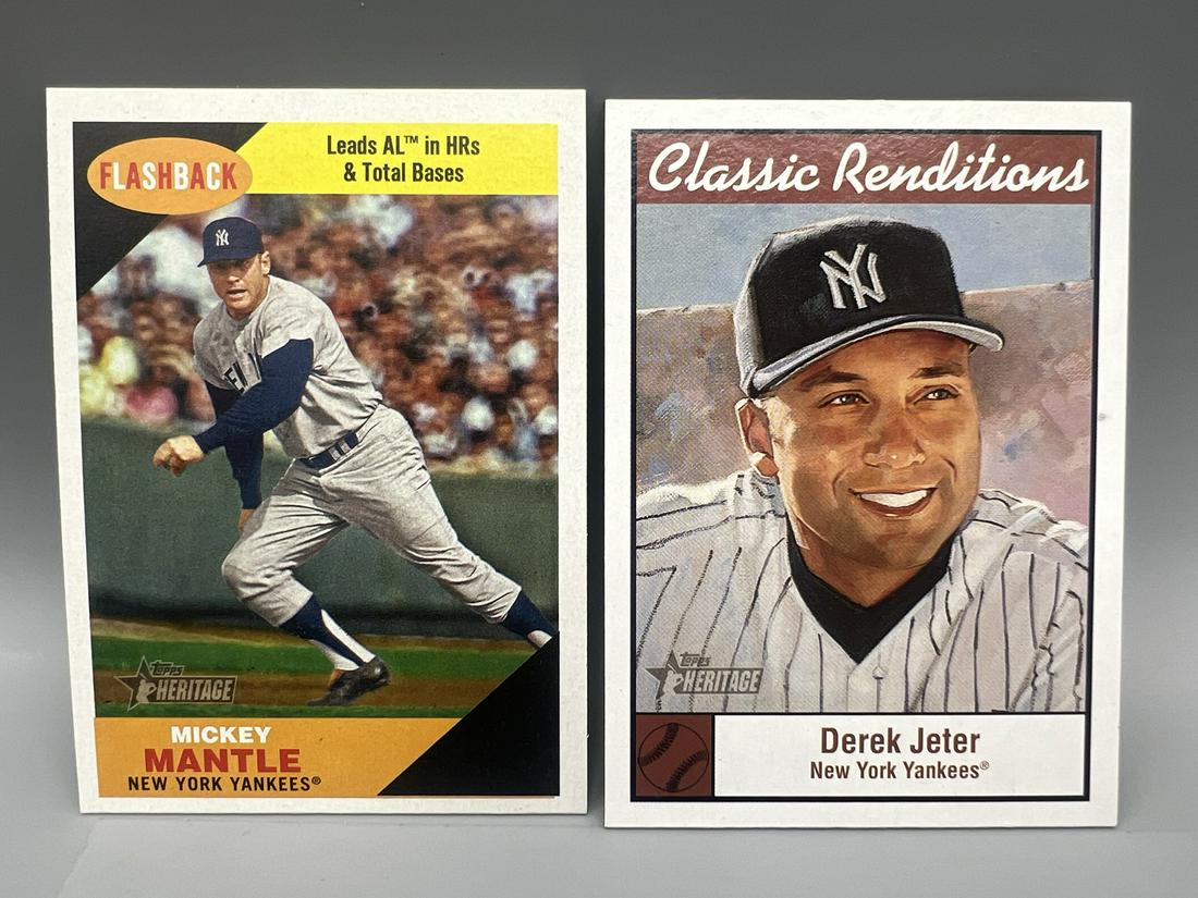 2009 Topps Heritage Mickey Mantle Flashback Insert #BF9 & 2001 Topps Heritage Derek Jeter Classic (1 of 2)