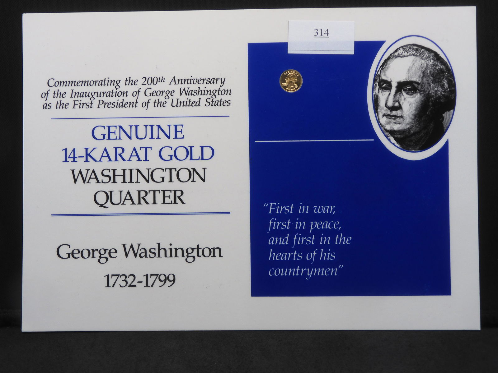 Solid 14K Gold Mini George Washington - 200th Anniversary Tribute (1 of 5)