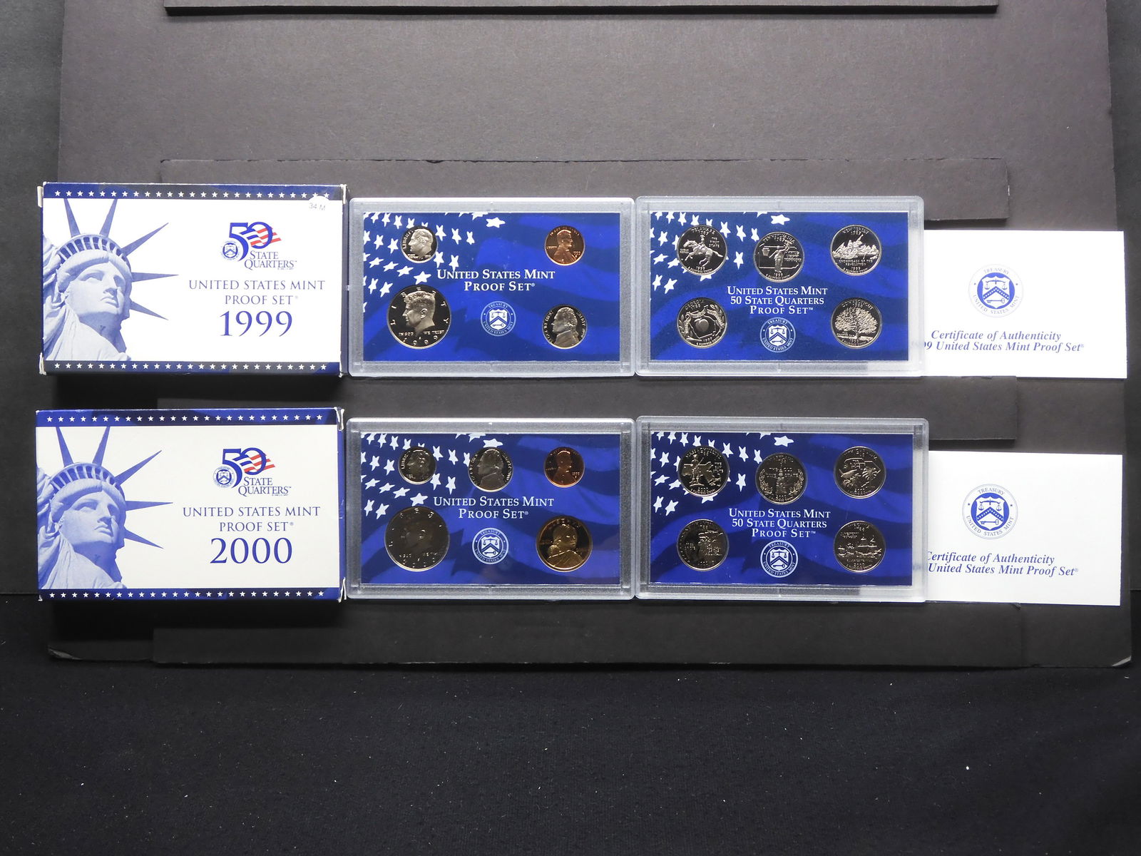 1999-S 2000-S United States Proof Sets With Original Gov't Packaging & COA's.  19 Coins. (1 of 13)