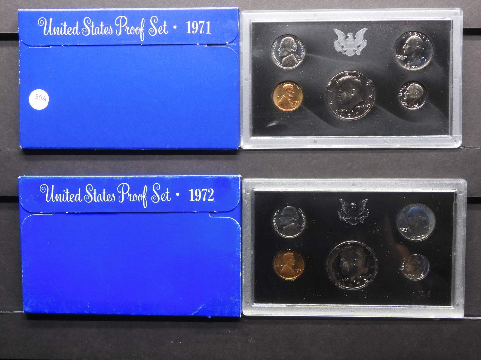 (5) coin 1971-S and (5) coin 1972-S US proof sets in original mint box.  GEM Proof. (1 of 5)