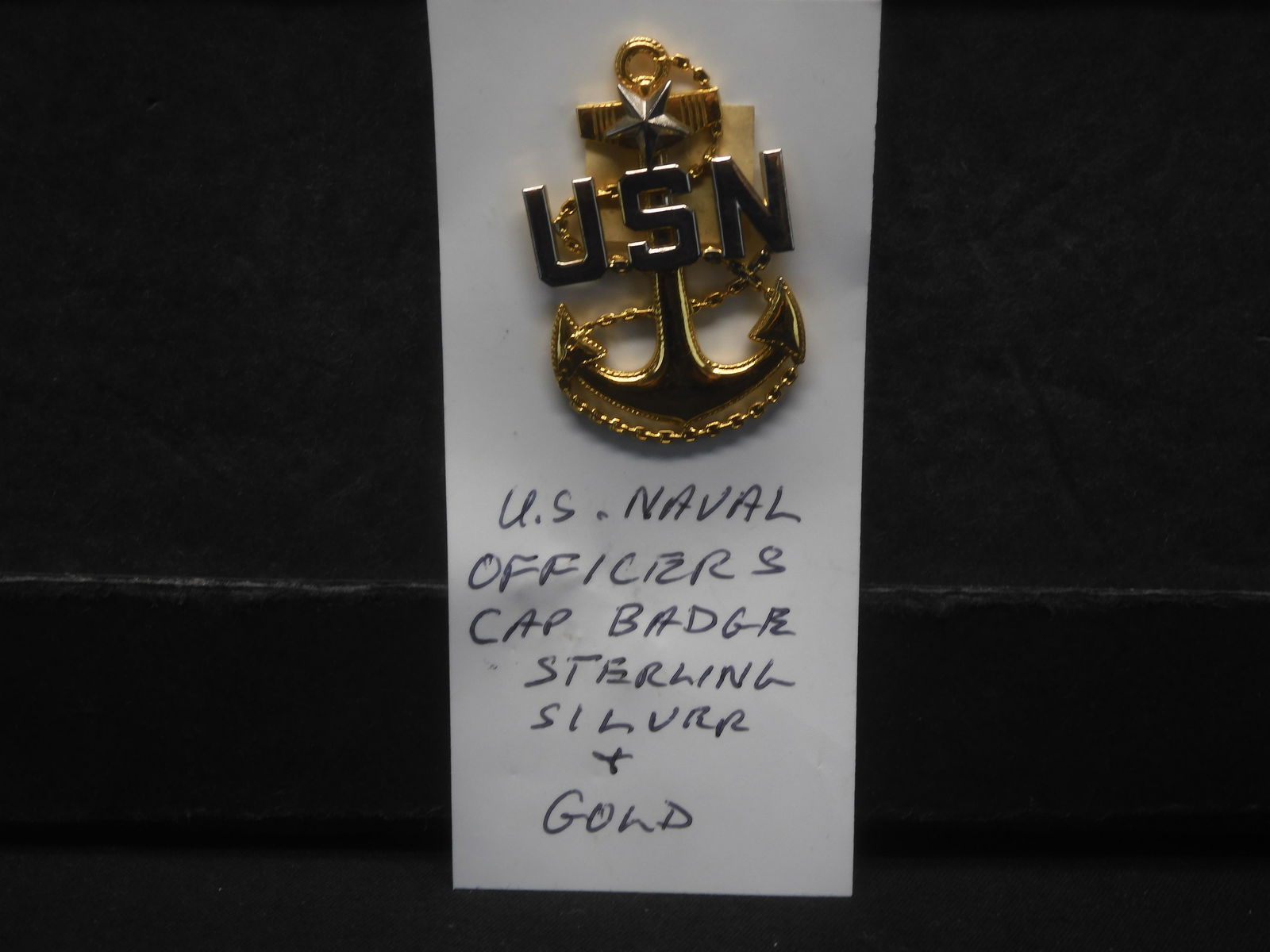 U.S. Naval Officers Cap Badge Sterling/Gold (1 of 3)
