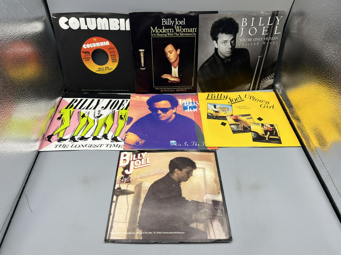 Lot of (7) Assorted Vintage Billy Joel 45 Vinyl Records with Picture Sleeves (1 of 4)