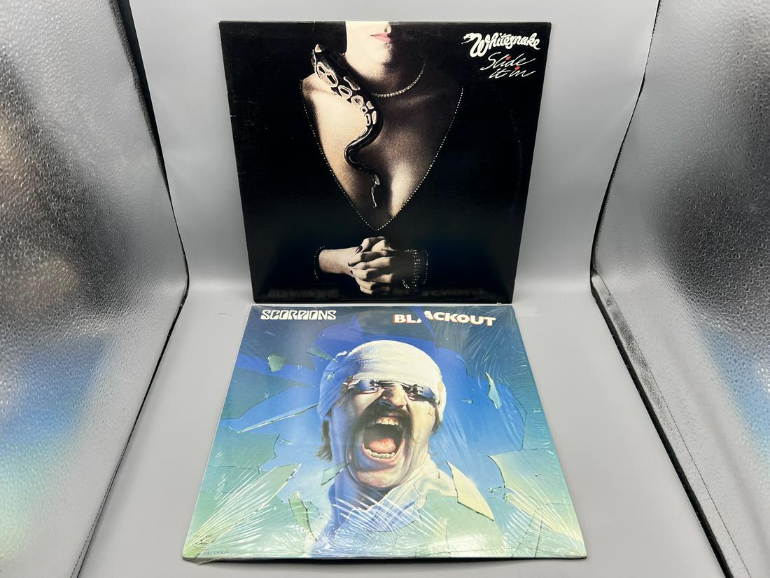 Lot of (2) Vintage Vinyl Albums - Whitesnake Slide It In & Scorpions Blackout (1 of 4)