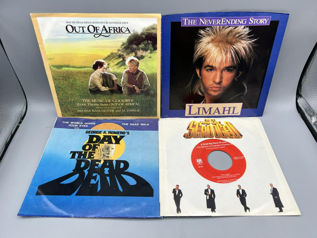 Lot of (4) Assorted Vintage Movie Soundtrack 45 Vinyl Records with Picture Sleeves - Out of Africa, (1 of 4)
