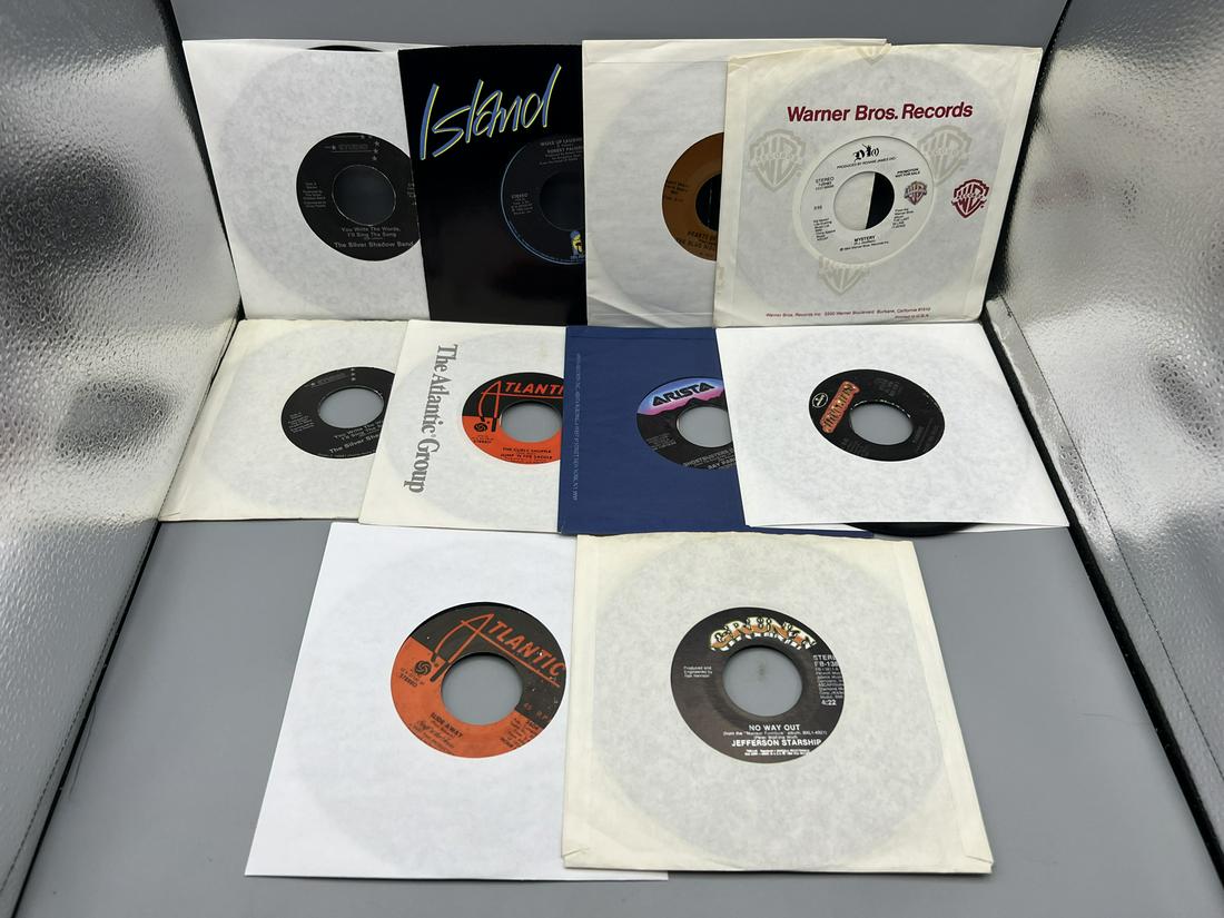 Lot of (10) Assorted Vintage 45 Vinyl Records - Robert Palmer, Tears For Fears, Jefferson Starship, (1 of 2)