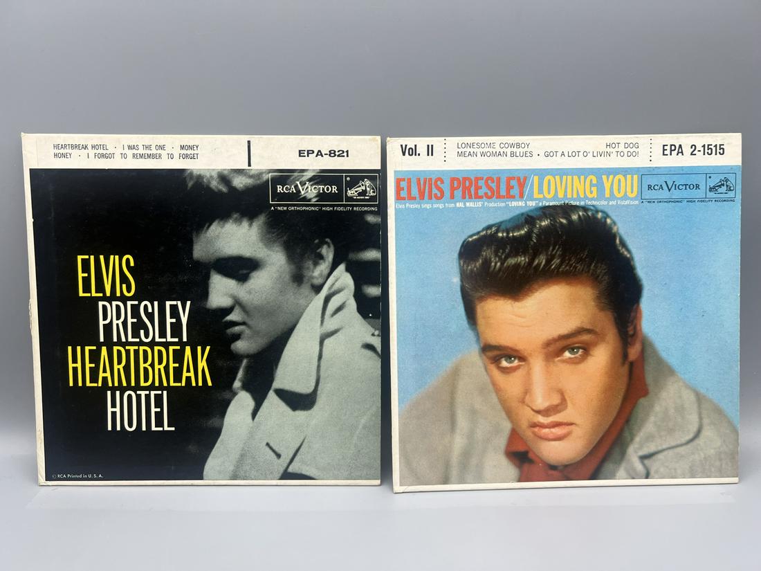 1956 Elvis Presley Heartbreak Hotel & 1957 Elvis Presley Loving You Extended Play 45 Vinyl Record (1 of 2)
