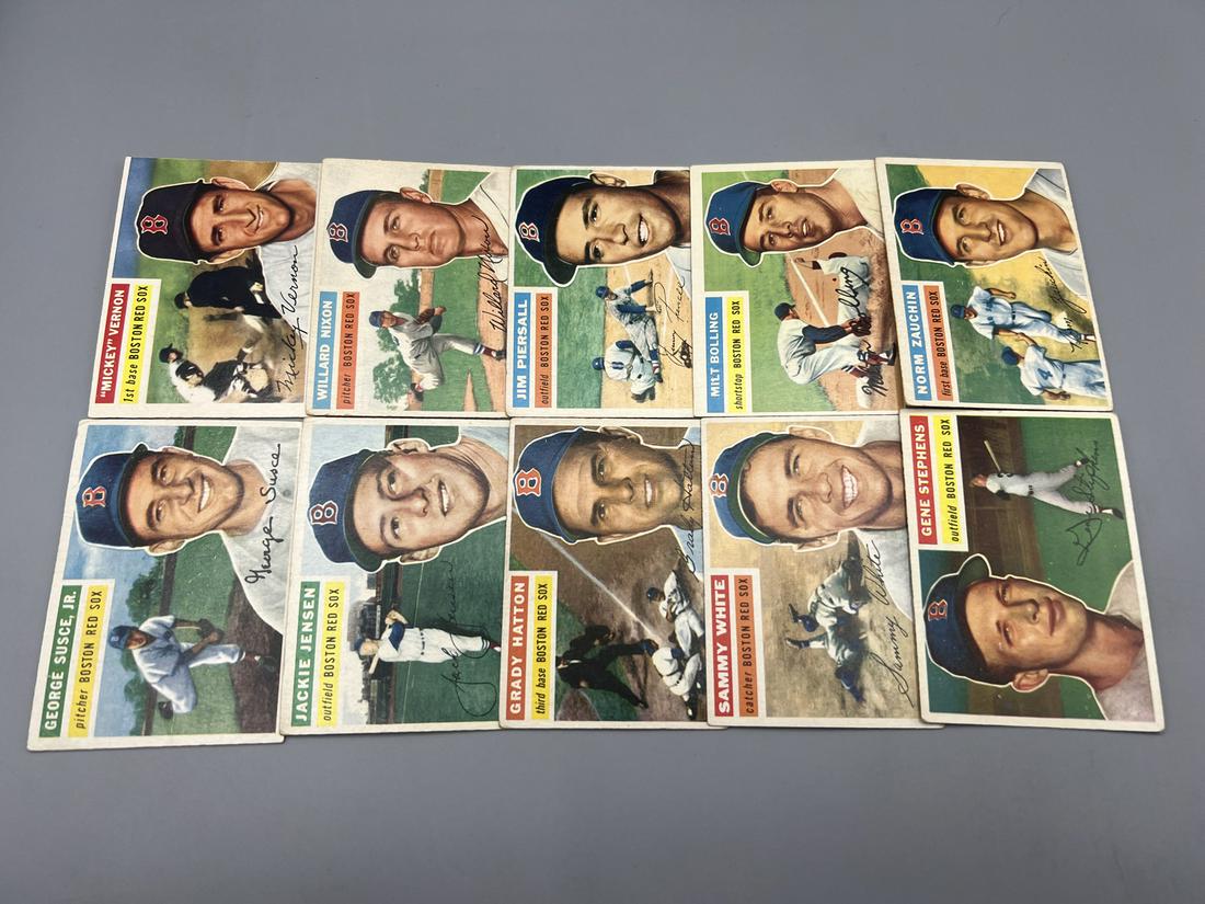 Lot of (10) 1956 Topps Boston Red Sox Baseball Cards - Varying Conditions (1 of 2)