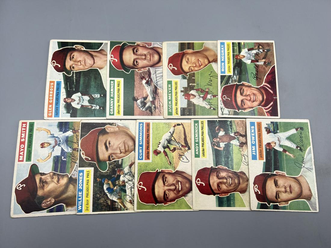 Lot of (9) 1956 Topps Philadelphia Phillies Baseball Cards - Varying Conditions (1 of 2)