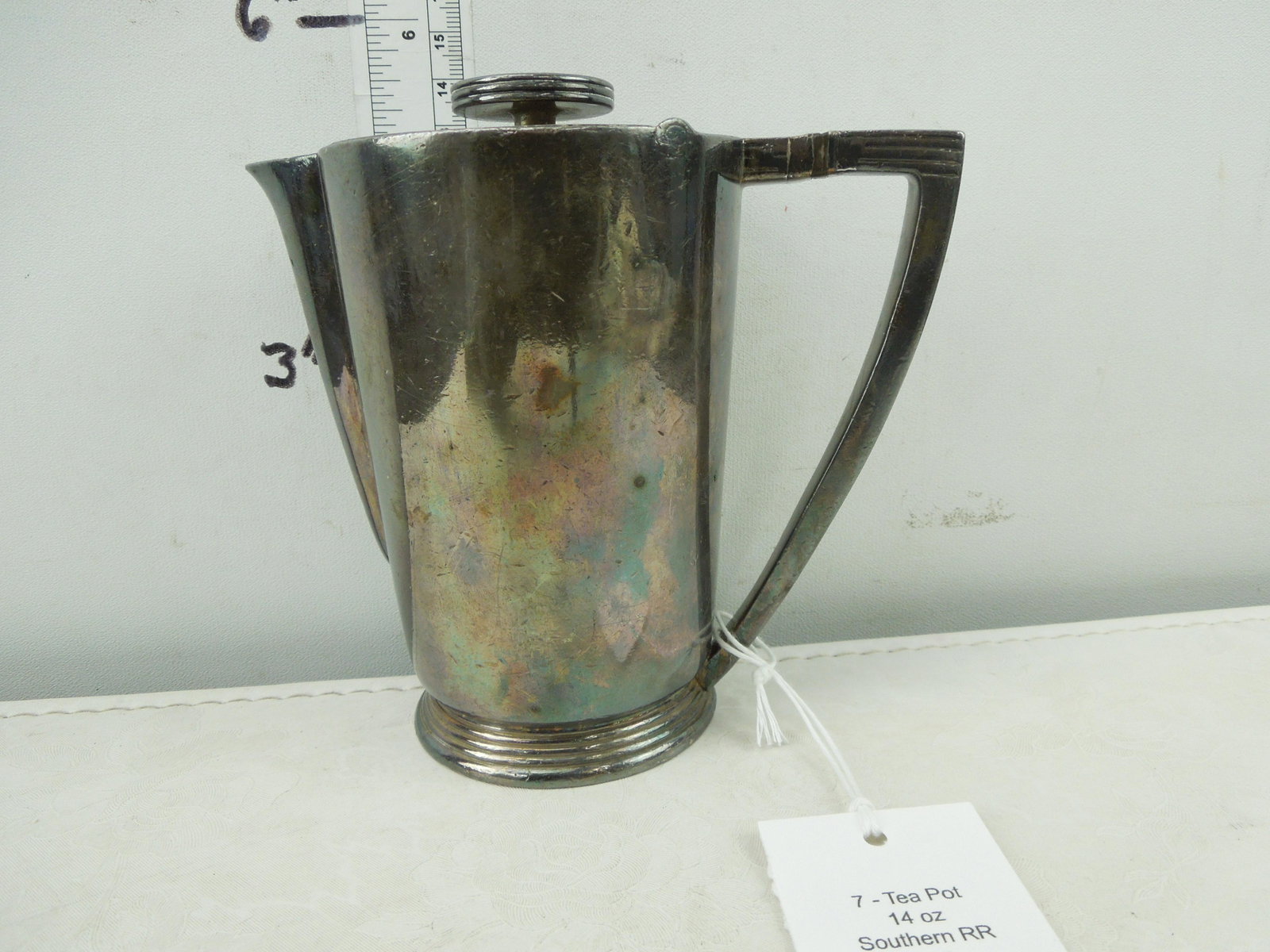 Southern RR Reed & Barton 14oz Tea Po t- 3160B - 226 - Tag no. 706: Southern RR Reed & Barton 14oz Tea Po t- 3160B - 226 - Tag no. 706