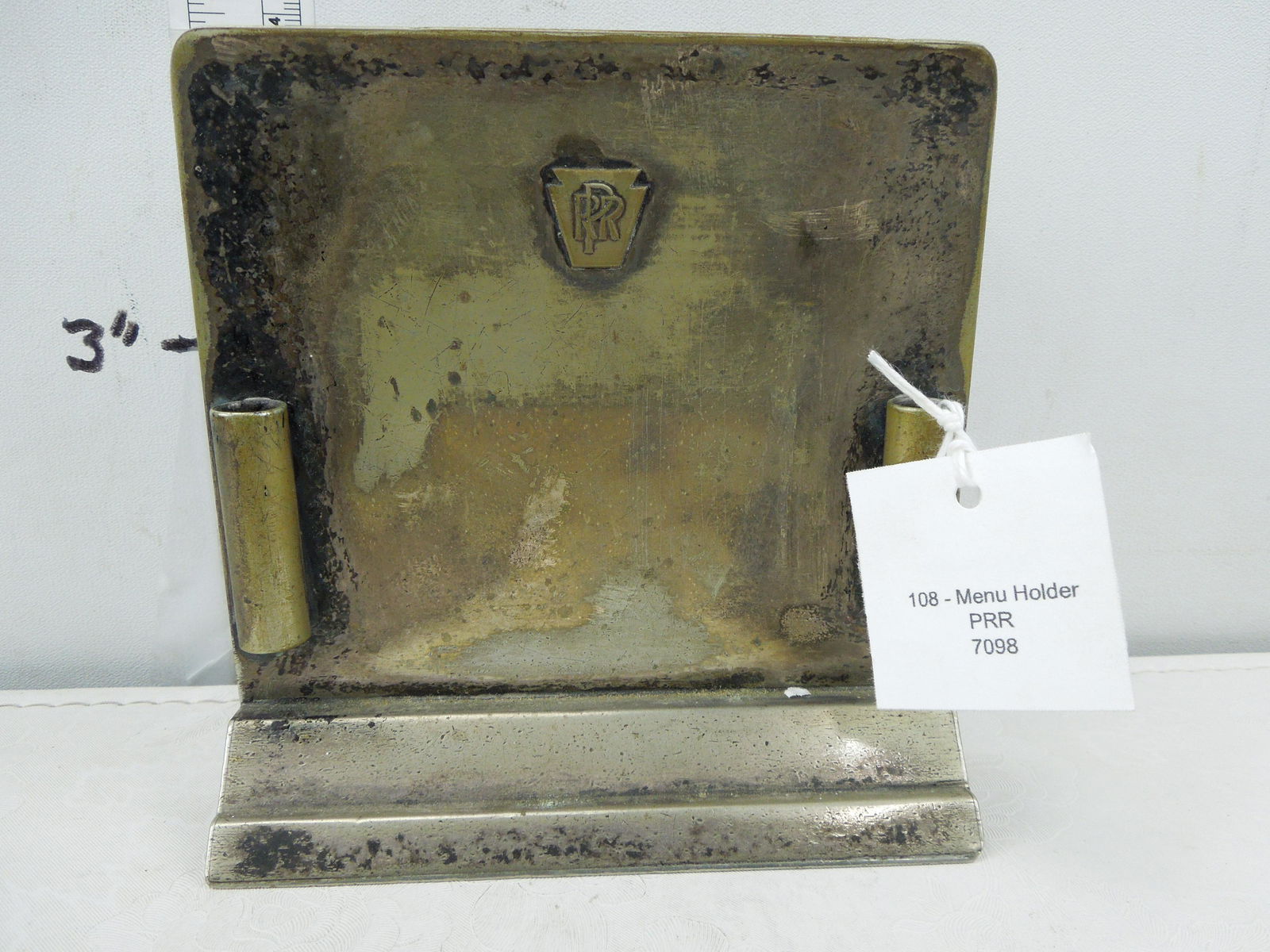 PRR Reiffel Husted Makers Chicago Menu Holder -  Tag no. 7098 (1 of 7)