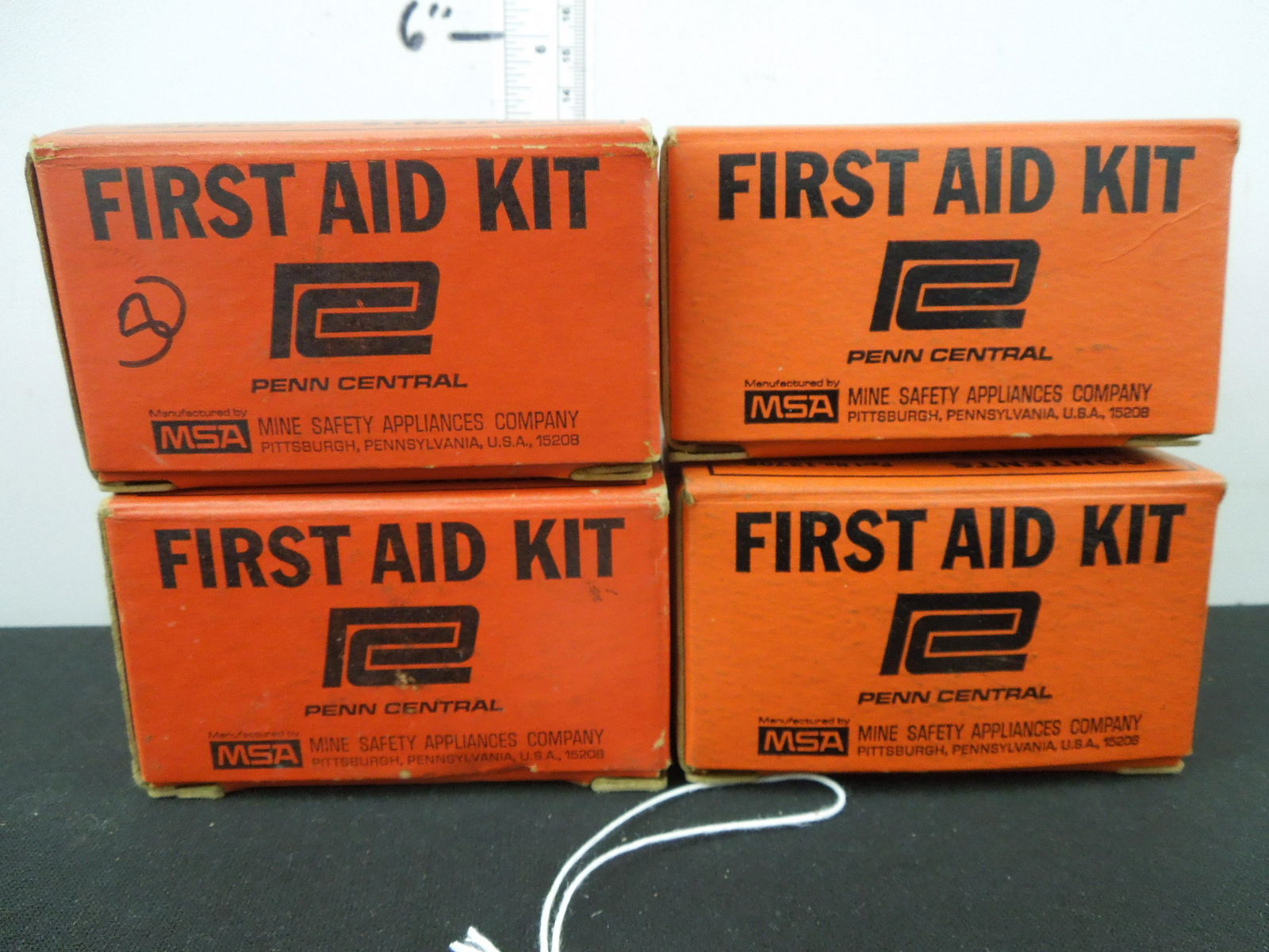 Penn Central (3) First Aid Kits Orange Cardboard Boxes (1 of 3)