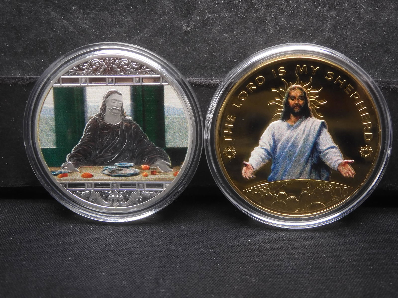 2-Jesus Tokens-The Last Supper and The Lord is my Shephard, new, novelty, no silver or gold (1 of 2)