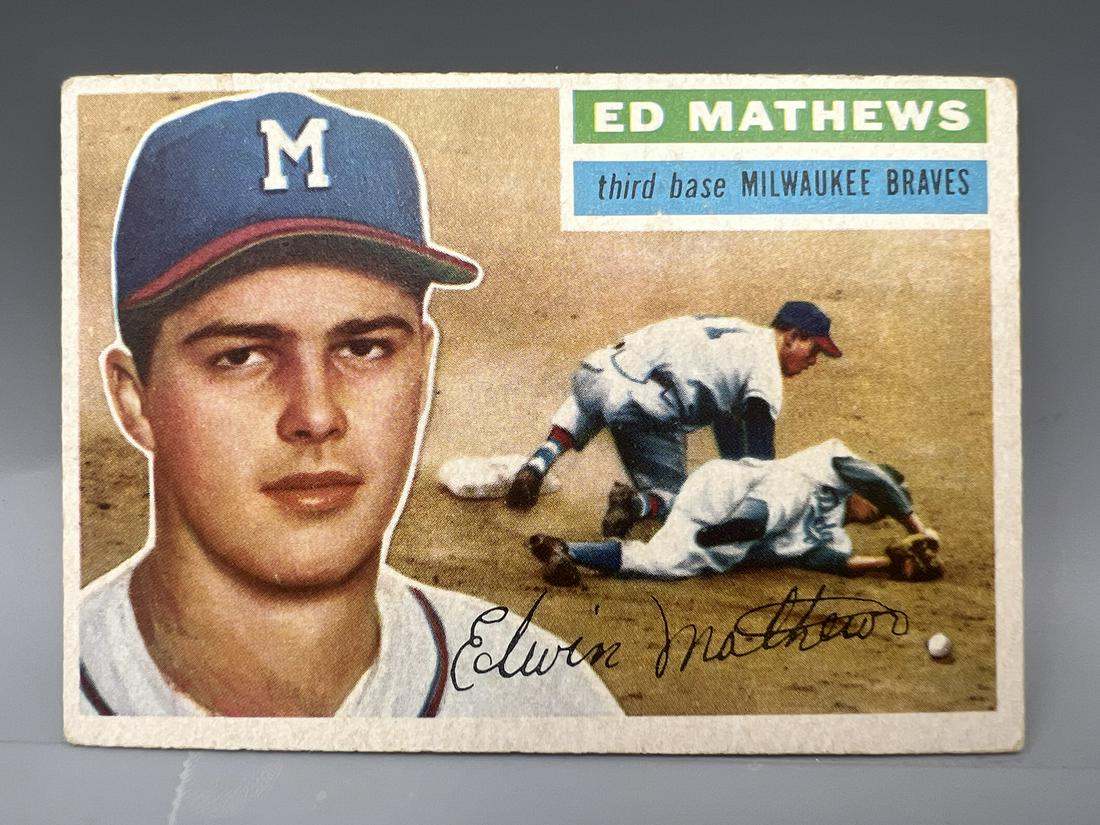 1956 Topps Eddie Mathews Grey Back #107 (1 of 2)