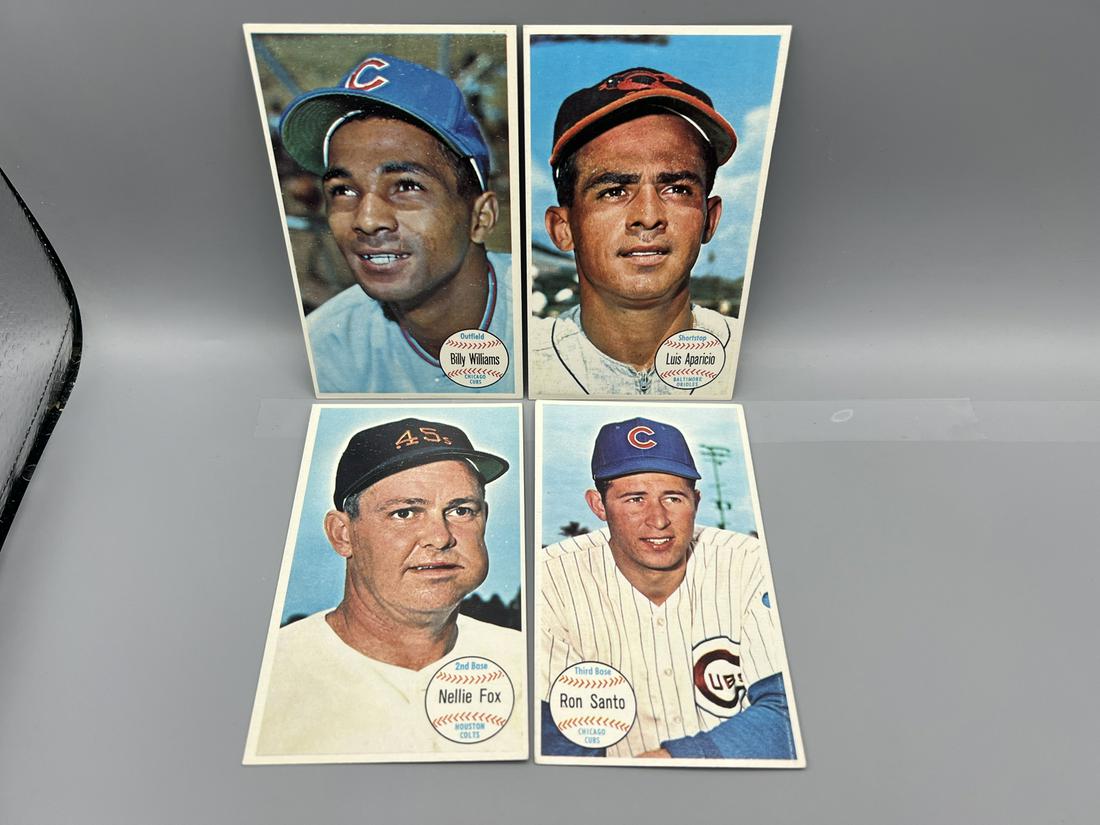 Lot of (4) 1964 Topps Giants Star Player Cards - Varying Conditions - Billy Williams, Luis Aparicio, (1 of 2)