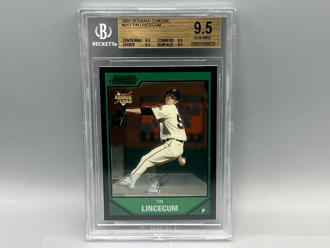2007 Bowman Chrome Tim Lincecum RC #217 BGS Gem Mint 9.5 (1 of 2)