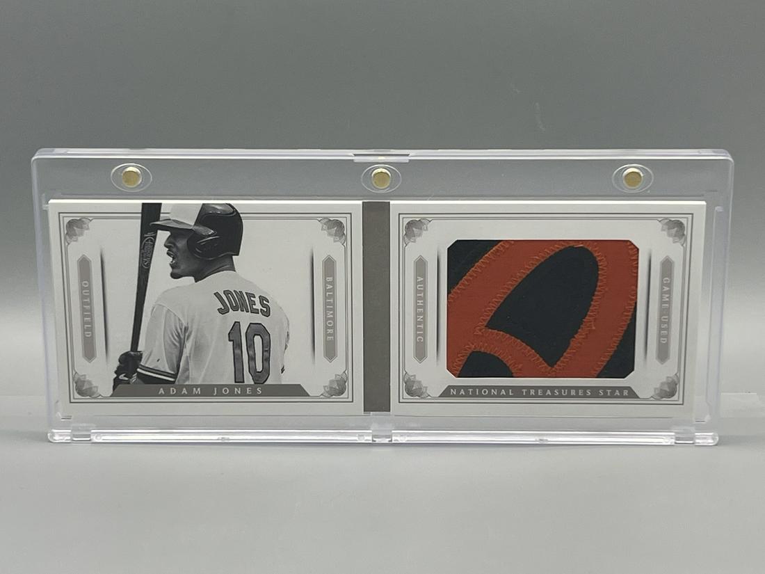 2014 Panini National Treasures Adam Jones Game Used Jumbo Patch Booklet #02/25 (1 of 2)