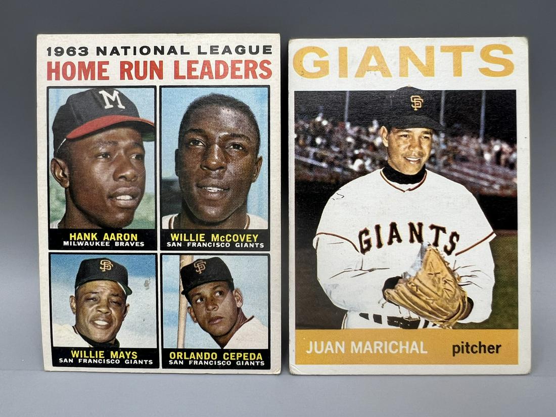 1964 Topps Juan Marichal #280 & NL Home Run Leaders Hank Aaron/Willie McCovey/Willie Mays/Orlando (1 of 2)