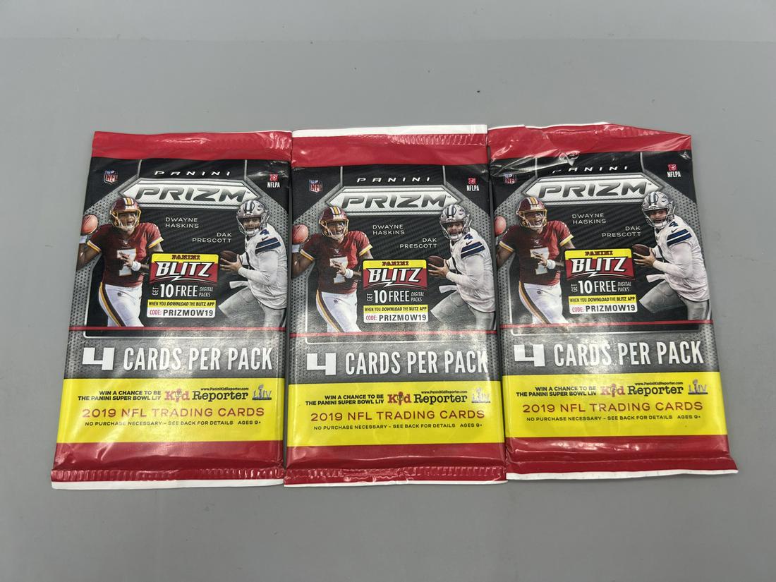 Lot of (3) 2019 Panini Prizm Football Unopened Packs - Possible Kyler Murray RC? (1 of 2)