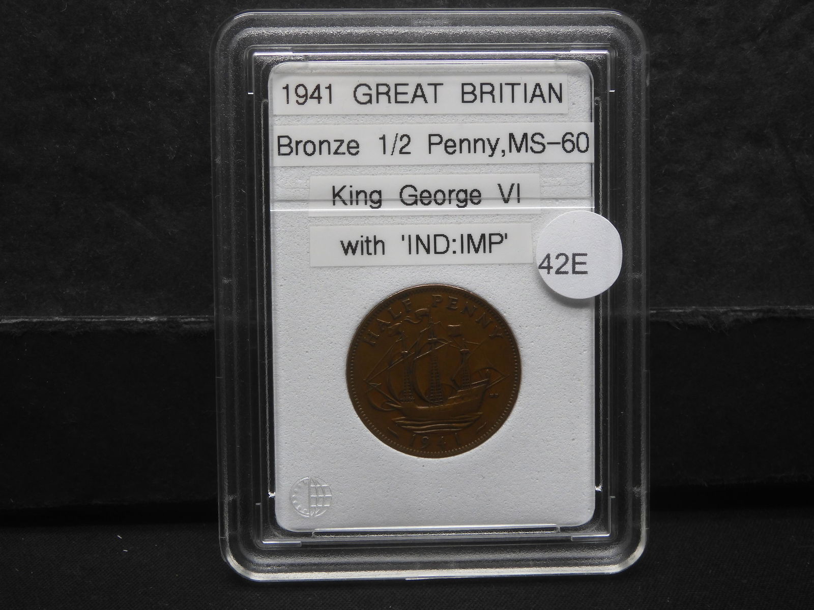 1941 Great Britain Half Penny, MS-60 With ‘IND : IMP’ (1 of 4)