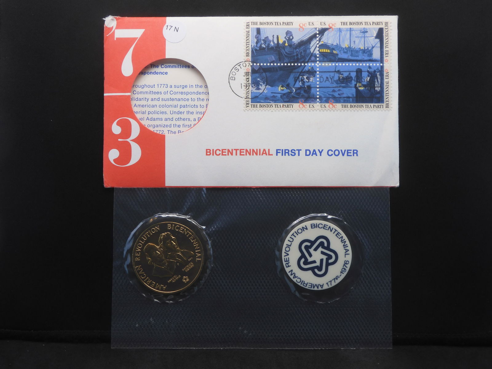 1973 Bicentennial Commemorative Medal First Day Cover Postmarked In Boston July 4, 1973.  Cancelled (1 of 4)