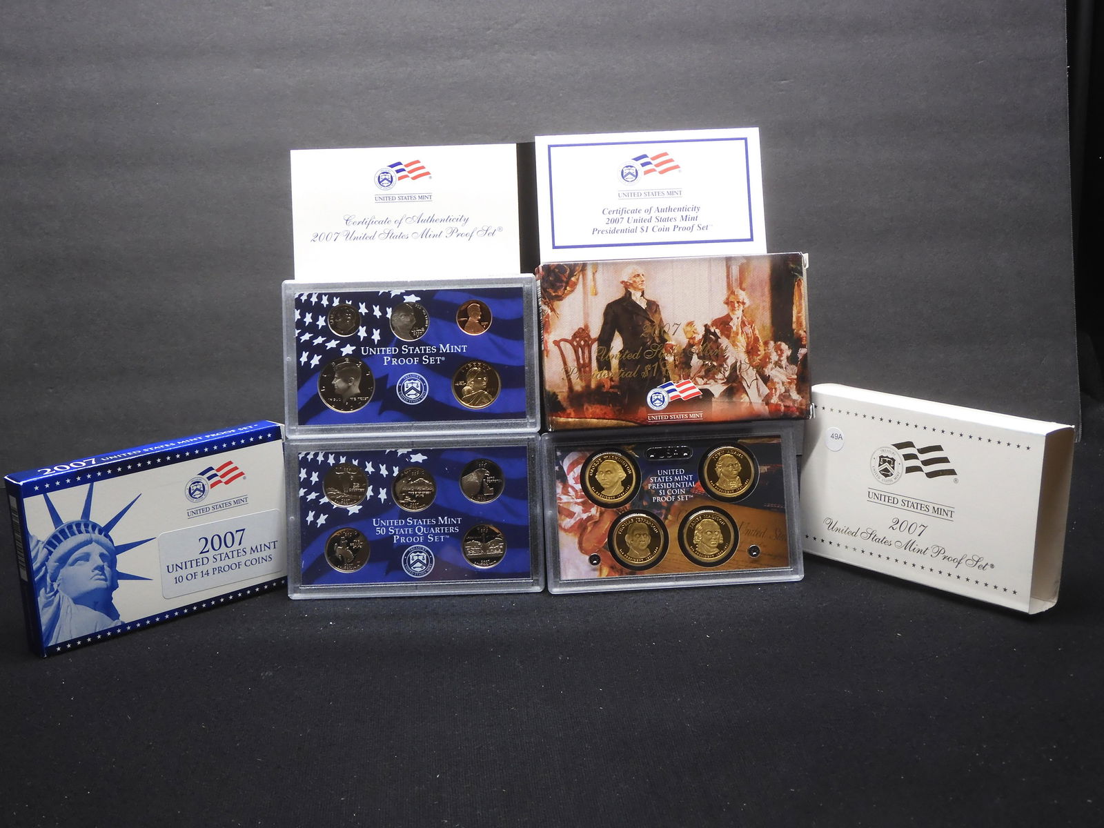 14 coin 2007-S Clad US proof set in original mint box. Regular coins, state quarters, and (1 of 9)