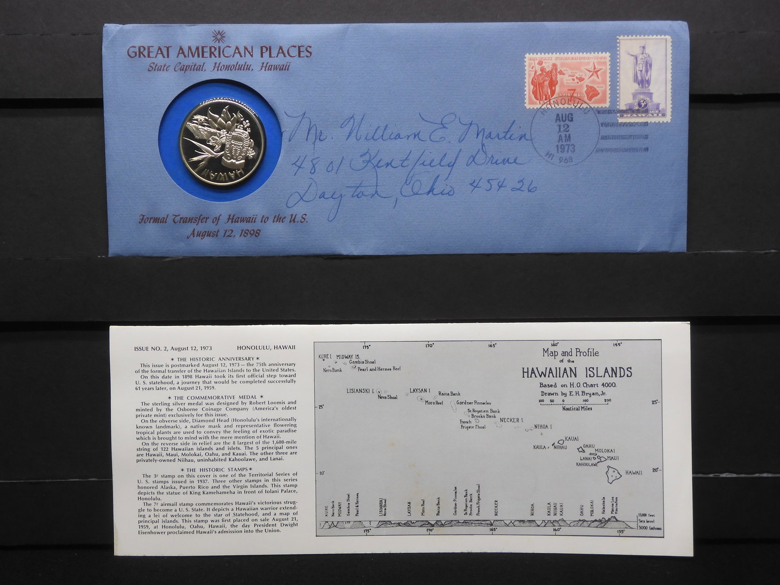 STERLING SILVER MEDAL & First Day Cover - Formal Transfer of Hawaii to the U.S. - August 12, 1898 (1 of 9)