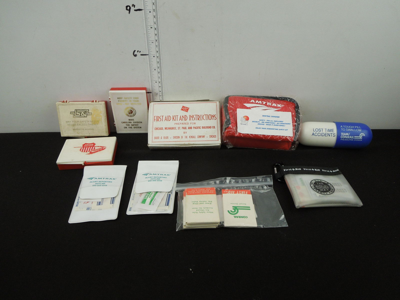 Multiple Railroads Approximately (8) Small First Aid Kits: Multiple Railroads Approximately (8) Small First Aid Kits