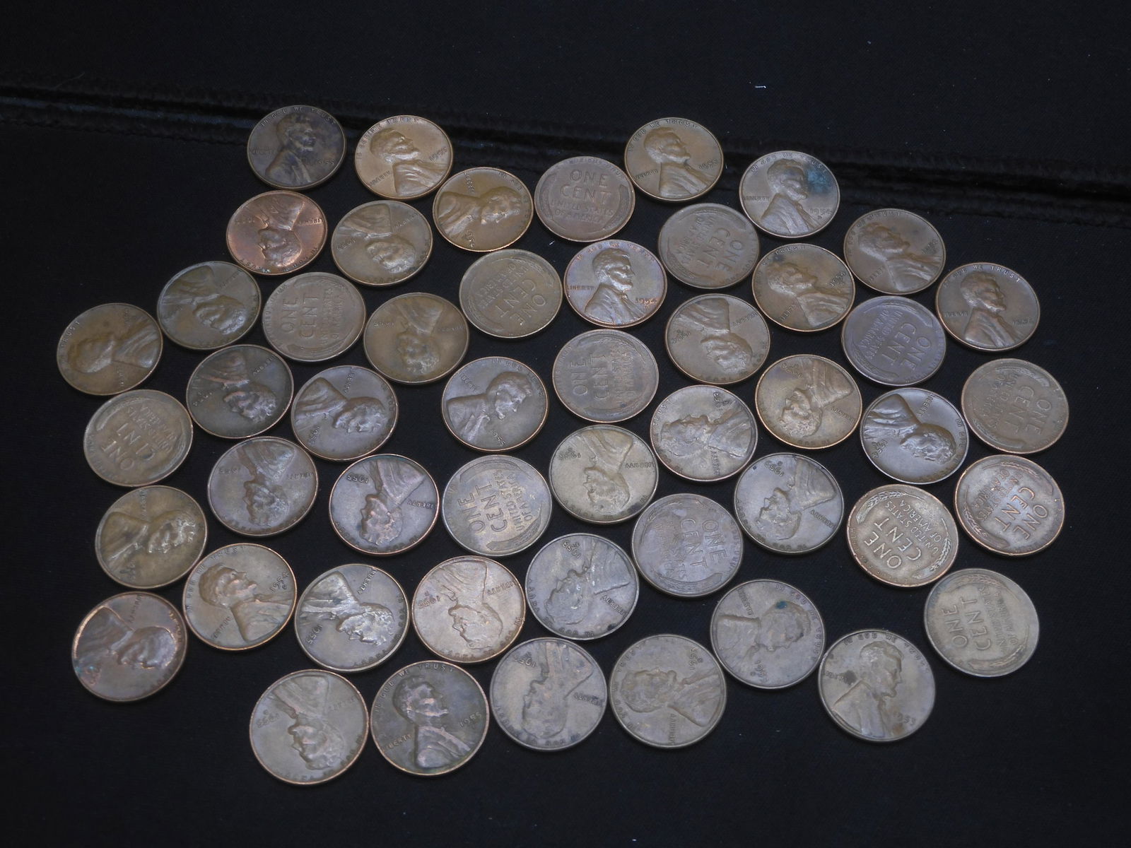 (50) Mixed Date Lincoln Wheat Cents 1953-S, 1953-D, 1954-S, 1954-D, 1954, 1955, 1955-D (1 of 5)