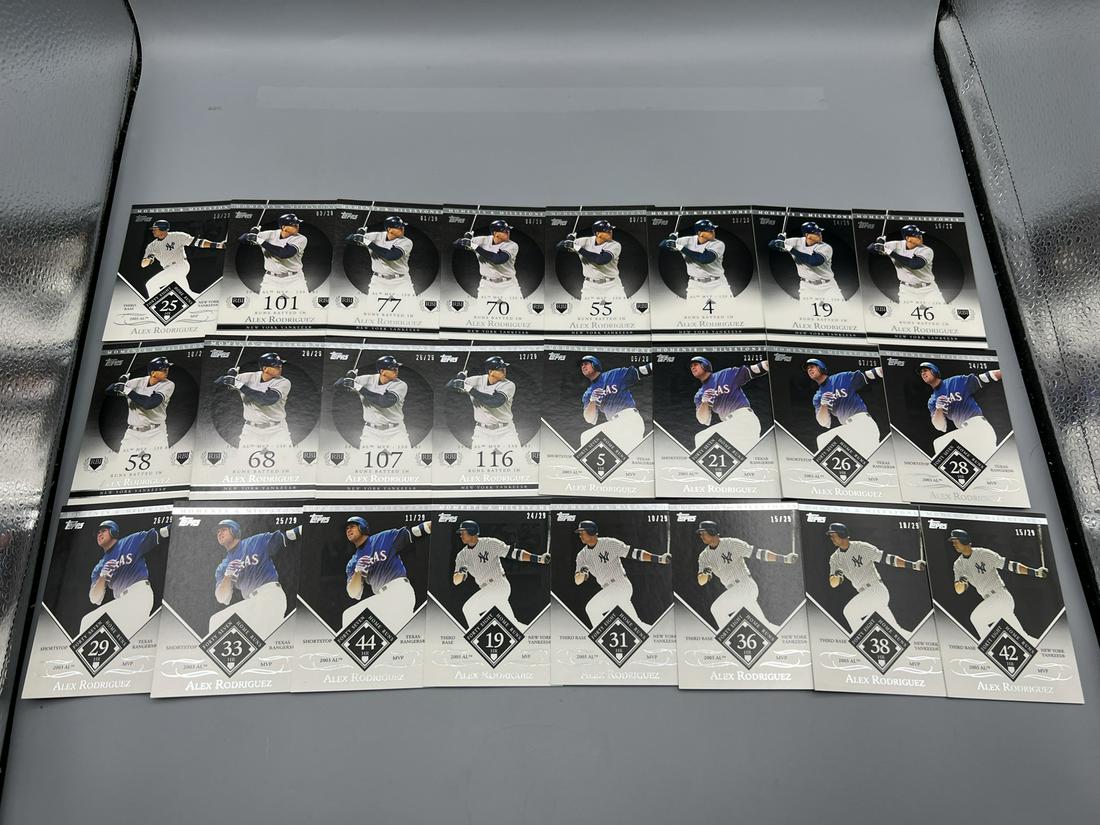 2007-08 Topps Moments & Milestones Alex Rodriguez Lot of 24 Cards - All are serial numbered #/29 - (1 of 5)