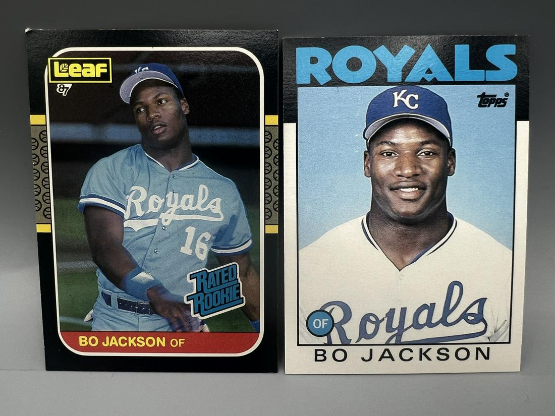 1987 Leaf Bo Jackson RC #35 & 1986 Topps Traded Bo Jackson RC #50T (1 of 2)