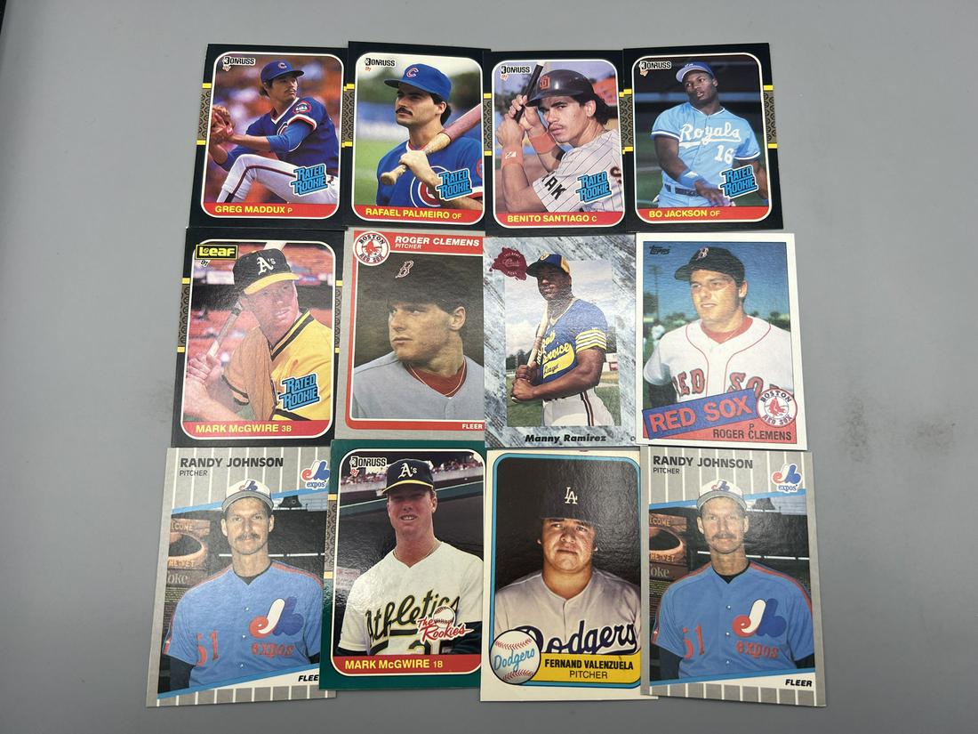 Lot of (12) 1980's Baseball Star Player Rookie Cards - Varying Conditions - Roger Clemens, Bo (1 of 2)