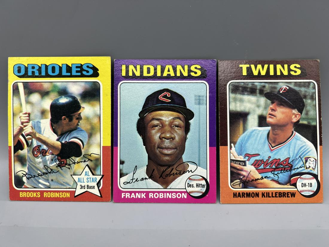 1975 Topps Brooks Robinson #50, Frank Robinson #580, & Harmon Killebrew #640 (1 of 2)