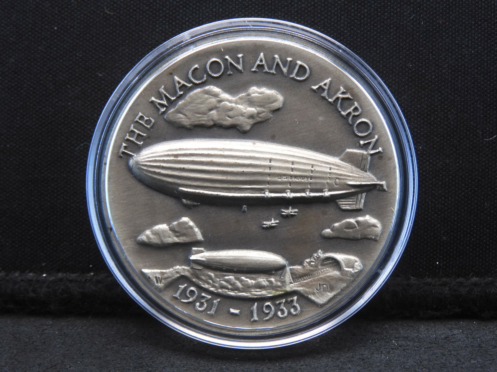 1931-33 Macon and Akron Airships Medal. 1 ounce sterling. “A Navy Carrier in the air.” Produced by (1 of 3)