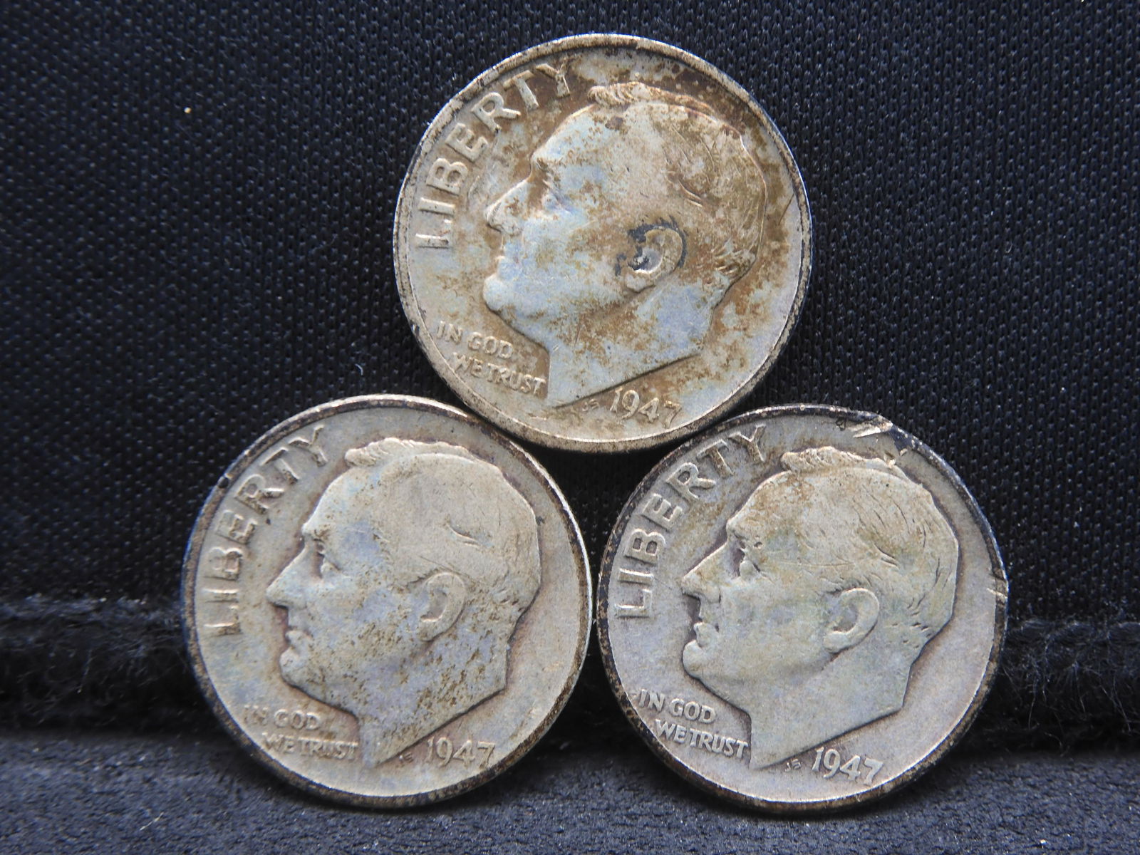 1947-PDS Uncirculated Roosevelt Dimes.  Bonus Coin: Flying Eagle Cent. (1 of 2)