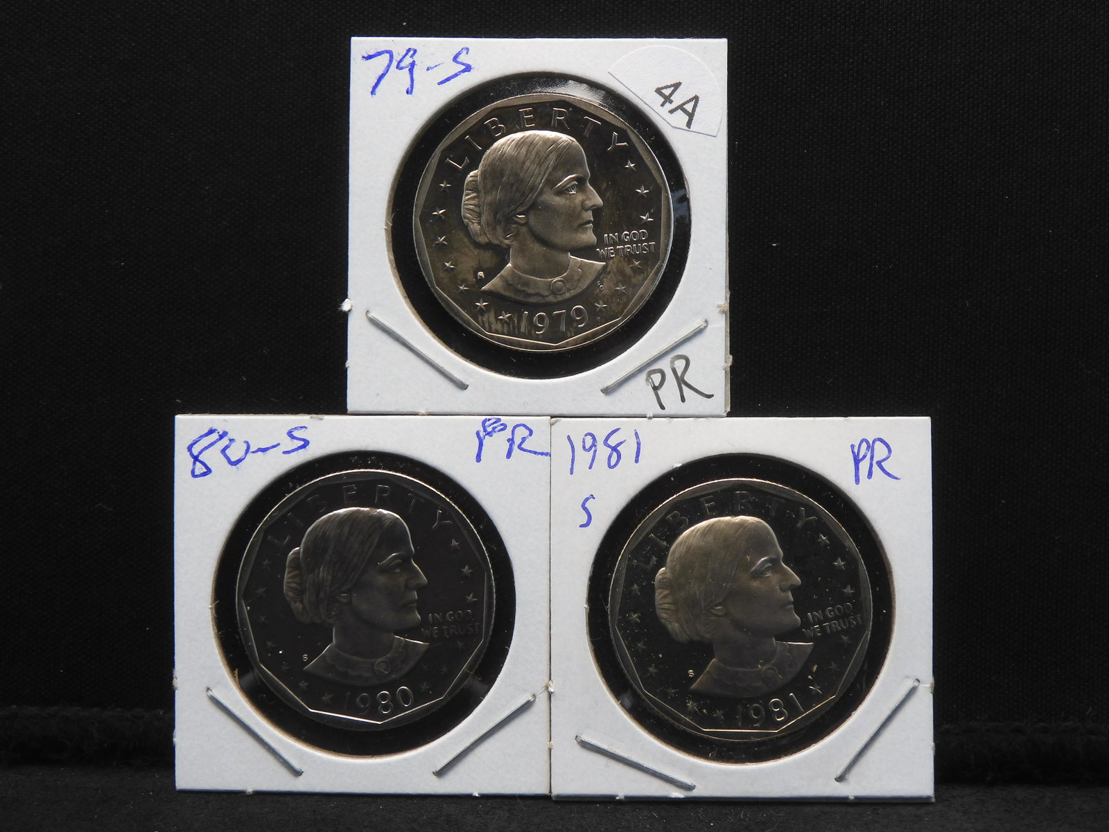 (3) GEM Proof Susan B. Anthony $1: 79 S,80 S, and 81 S.: (3) GEM Proof Susan B. Anthony $1: 79 S,80 S, and 81 S.