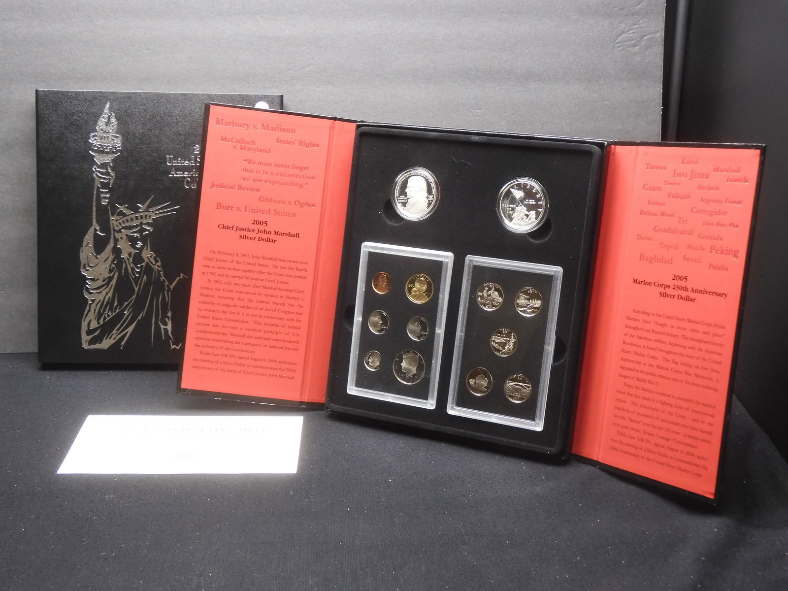 2005 American Legacy Set. Has 2005-P John Marshall $1 and 2005-P Marine Corps $1 along with 2005-S (1 of 9)